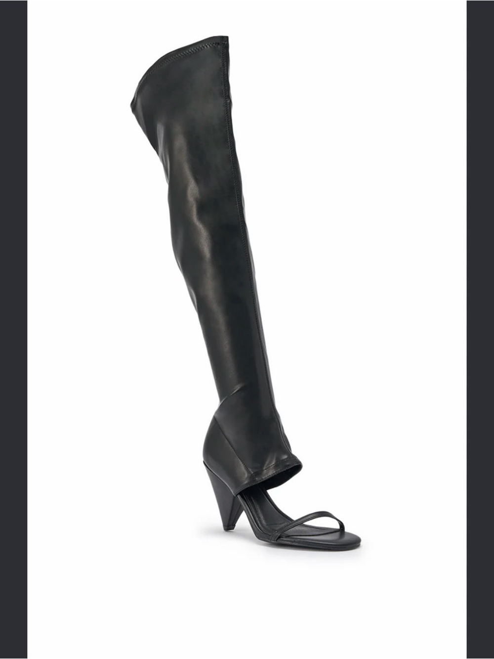 Minimalist Black Over-The-Knee Open-Toe Heel Boot